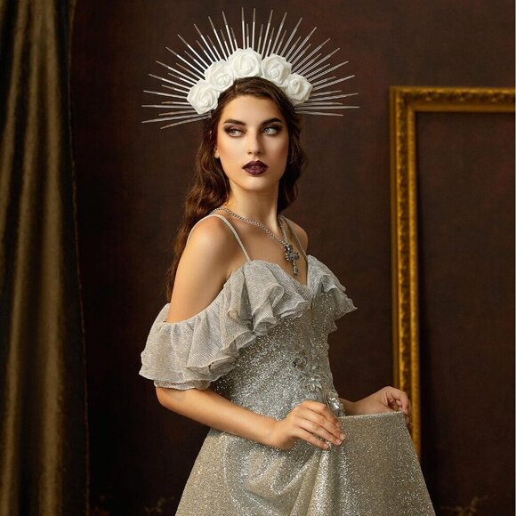 Womens Floral Sun Headpiece Rose Spiked Halloween Cosplay Costume Accessory main image 5